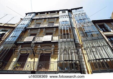 Stock Photo - Spain, Castilla la mancha, Toledo, Building, Buildings, Window, Windows. Fotosearch