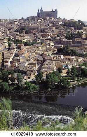 Spain, Castilla la mancha, Toledo, City, Building, Buildings, River View Large Photo Image Stock Photo - Spain, Castilla la mancha, Toledo, City, Building, Buildings, River. Fotosearch