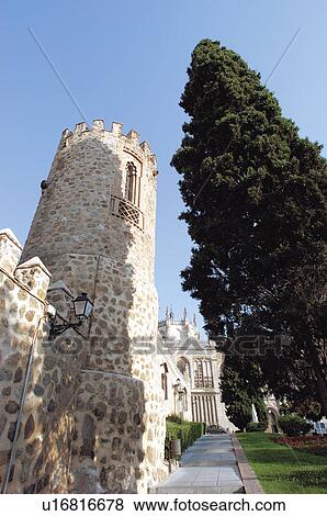 Stock Photo - Spain, Castilla la mancha, Toledo, City, Architecture, Castle, Tower. Fotosearch
