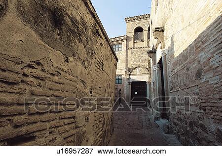 Spain, Castilla la mancha, Toledo, City, Small street, Alley, Street View Large Photo Image Stock Photo - Spain, Castilla la mancha, Toledo, City, Small street, Alley, Street. Fotosearch