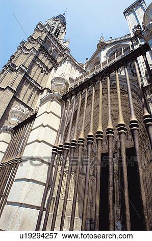 Spain, Castilla la mancha, Toledo, City, Architecture, Cathedral, Tower View Large Photo Image Stock Photo - Spain, Castilla la mancha, Toledo, City, Architecture, Cathedral, Tower. Fotosearch