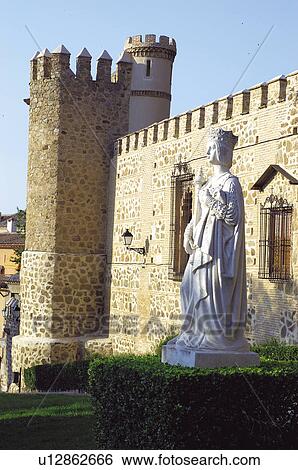 Stock Photograph - Spain, Castilla la mancha, Toledo, City, Architecture, Castle, Tower. Fotosearch