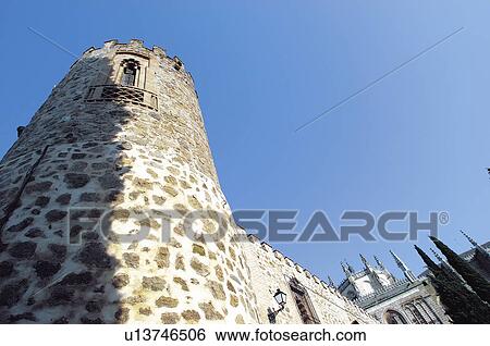 Spain, Castilla la mancha, Toledo, City, Architecture, Castle, Tower View Large Photo Image Stock Photograph - Spain, Castilla la mancha, Toledo, City, Architecture, Castle, Tower. Fotosearch