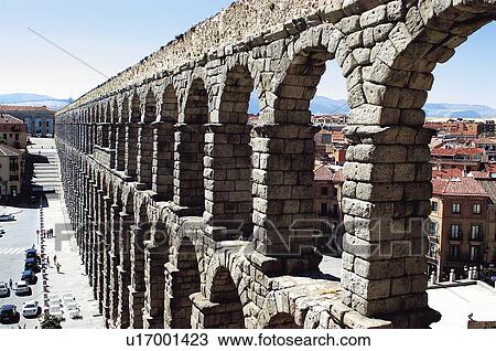 Stock Image - Aqueduct in Segovia, Castilla Leon, Spain. Fotosearch