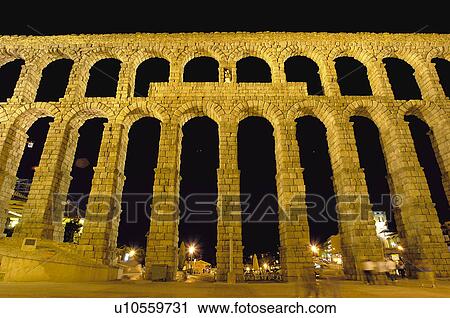 Stock Image - Roman aqueduct Segovia Spain. Fotosearch