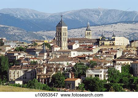 Stock Photo - Segovia Spain with hills in the background. Fotosearch