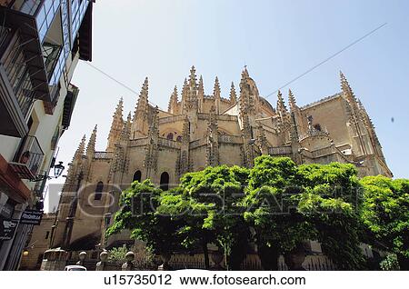 Stock Image - Spain, Castilla leon, Segovia, City, Art, Cathedral, Building. Fotosearch