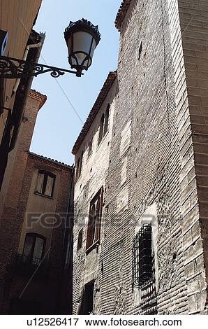 Stock Photo - Spain, Castilla leon, Segovia, City, Street, Lamppost, Light. Fotosearch