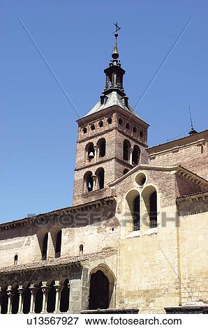 Stock Photo - Spain, Castilla leon, Segovia, City, Architecture, Tower, San martin. Fotosearch