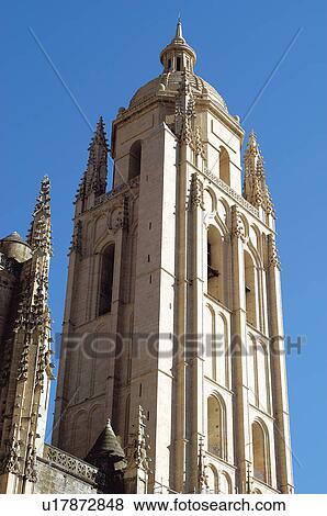 Stock Photo - Spain, Castilla leon, Segovia, City, Architecture, Tower, Belfry. Fotosearch