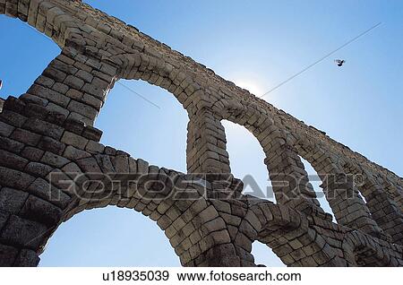 Stock Photo - Spain, Castilla leon, Segovia, City, Monument, Aqueduct, Arch. Fotosearch