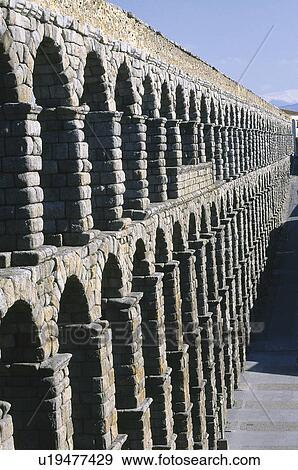 Stock Photo - Spain, Castilla leon, Segovia, City, Monument, Aqueduct, Arch. Fotosearch