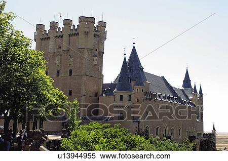 Stock Photography - Spain, Castilla leon, Segovia, City, Tower, Towers, Castle. Fotosearch