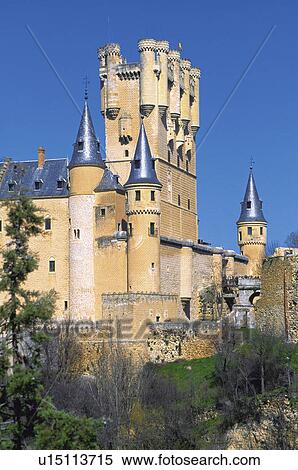 Stock Photography - Spain, Castilla leon, Segovia, City, Tower, Towers, Castle. Fotosearch
