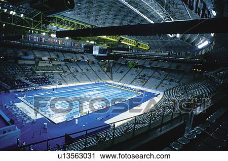 Barcelona, Cataluña, Spain, City, Town, Indoor swimming pool, Olympic pool View Large Photo Image Stock Image - Barcelona, Cataluña, Spain, City, Town, Indoor swimming pool, Olympic pool. Fotosearch