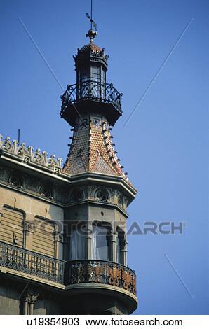 Stock Image - Barcelona, Cataluña, Spain, City, Town, Architecture, Architectural detail. Fotosearch
