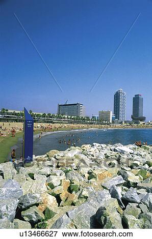 Stock Photo - Barcelona, Cataluña, Spain, City, Town, Building, Buildings. Fotosearch