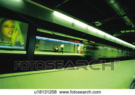 Stock Photo - Barcelona, Cataluña, Spain, City, Town, Metro, Subway. Fotosearch