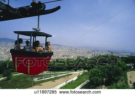 Barcelona, Cataluña, Spain, City, Town, Cable railway, Aerial tramway View Large Photo Image Stock Photography - Barcelona, Cataluña, Spain, City, Town, Cable railway, Aerial tramway. Fotosearch
