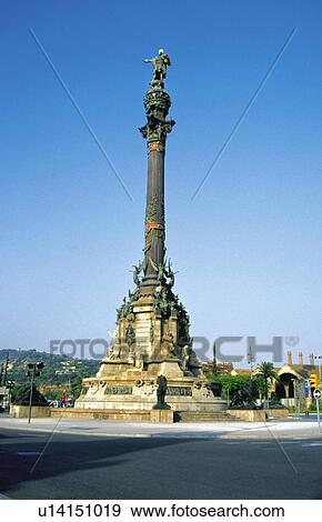 Barcelona statue on a pillar View Large Photo Image Stock Photo - Barcelona statue on a pillar . Fotosearch