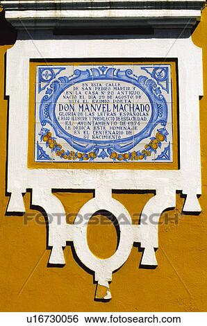 Sevilla, Andalucia, Andalusia, Spain, Town, City, Commemorative plaque View Large Photo Image Stock Photograph - Sevilla, Andalucia, Andalusia, Spain, Town, City, Commemorative plaque. Fotosearch