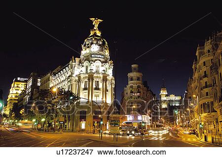 Stock Photo - Spain, Madrid, City, Town, Building, Buildings, Corner. Fotosearch