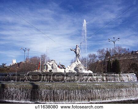 Stock Image - Spain, Madrid, City, Town, Monument, Fountain, Typical. Fotosearch