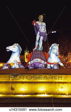 Stock Image - Spain, Madrid, City, Town, Monument, Fountain, Typical. Fotosearch