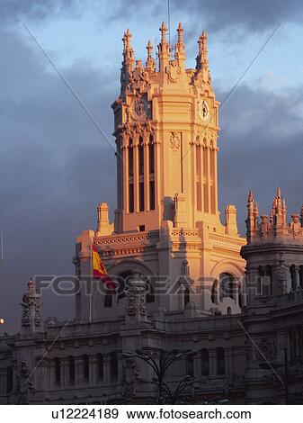 Spain, Madrid, City, Town, Monument, Palace, Communications palace View Large Photo Image Stock Photo - Spain, Madrid, City, Town, Monument, Palace, Communications palace. Fotosearch