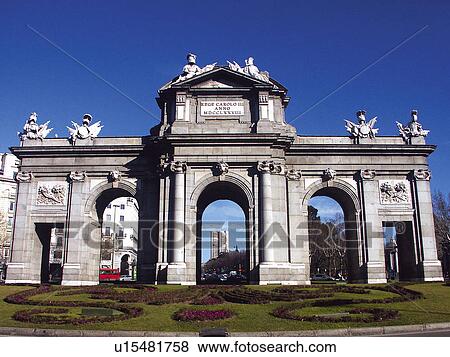 Spain, Madrid, City, Town, Monument, Gate, Alcala gate View Large Photo Image Stock Photo - Spain, Madrid, City, Town, Monument, Gate, Alcala gate. Fotosearch