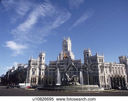 Spain, Madrid, City, Town, Monument, Fountain, Typical View Large Photo Image Stock Photography - Spain, Madrid, City, Town, Monument, Fountain, Typical. Fotosearch
