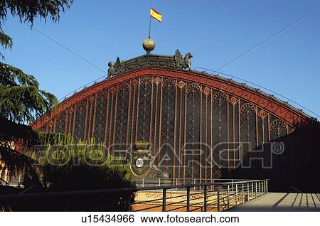 Stock Photograph - Spain, Madrid, City, Town, Railway station, Railway, Train. Fotosearch
