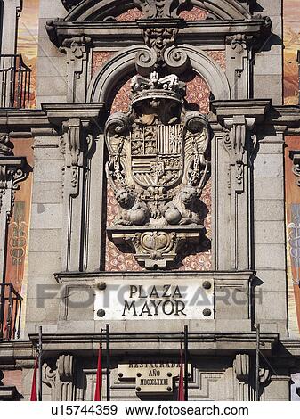 Stock Photo - Spain, Madrid, City, Town, Relief, In relief, Coat of arms. Fotosearch