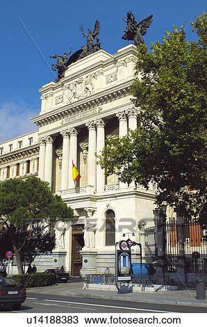 Stock Image - Spain, Madrid, City, Town, Architecture, Building, Column. Fotosearch