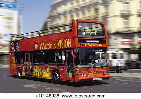 Stock Photo - Spain, Madrid, City, Town, Vehicle, Transport, Bus. Fotosearch