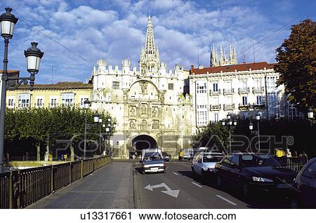 Spain, Castilla leon, Burgos, City, Town, Building, Architecture View Large Photo Image Stock Image - Spain, Castilla leon, Burgos, City, Town, Building, Architecture. Fotosearch