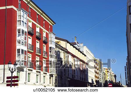 Spain, Castilla leon, Burgos, City, Town, Building, Balcony View Large Photo Image Stock Photography - Spain, Castilla leon, Burgos, City, Town, Building, Balcony. Fotosearch