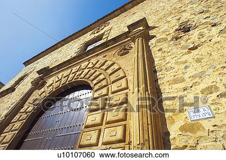 Stock Image - Architectural details on a Spanish building . Fotosearch