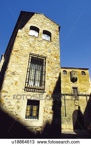 Stock Image - Caceres, Extremadura, Spain, City, Town, Architecture, Architectural details. Fotosearch