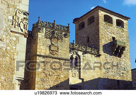 Stock Image - Caceres, Extremadura, Spain, City, Town, Architecture, Art. Fotosearch