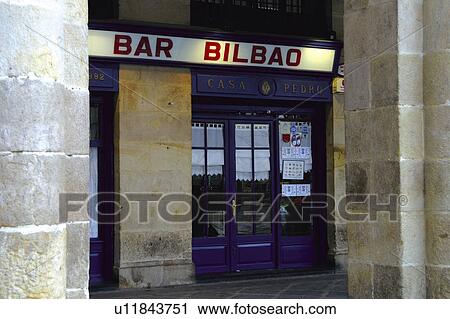 Stock Image - Spain, Basque country, Bilbao, City, Spanish city, Arcade, Colonnade. Fotosearch