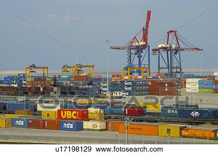 Stock Photo - Spain, Basque country, Bilbao, City, Spanish city, Harbor, Harbour. Fotosearch