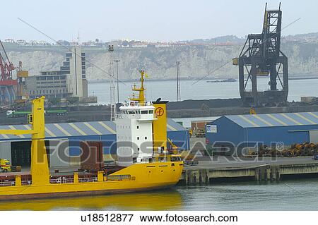 Stock Photo - Spain, Basque country, Bilbao, City, Spanish city, Harbor, Harbour. Fotosearch