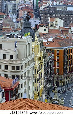 Spain, Basque country, Bilbao, City, Spanish city, Building, Buildings View Large Photo Image Stock Photograph - Spain, Basque country, Bilbao, City, Spanish city, Building, Buildings. Fotosearch