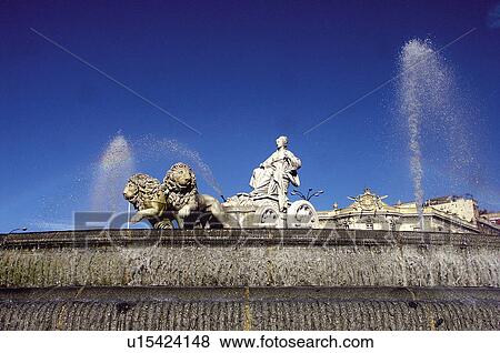 Stock Photo - Spain, Spanish, Monument, Spanish monument, Madrid, Fountain, Cibeles. Fotosearch