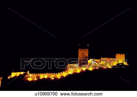 Stock Image - Spanish, Monument at night time. Fotosearch