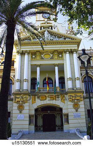 Stock Image - Spain, Andalucia, Andalusia, Malaga, Architecture, Building, Facade. Fotosearch