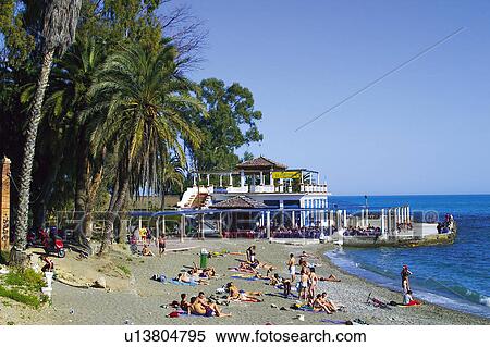 Spain, Andalucia, Andalusia, Malaga, Summer, Holiday, Beach View Large Photo Image Stock Photography - Spain, Andalucia, Andalusia, Malaga, Summer, Holiday, Beach. Fotosearch