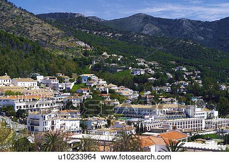 Spain, Andalusia, Andalucia, Costa del sol, Mijas, Landscape, Village View Large Photo Image Picture - Spain, Andalusia, Andalucia, Costa del sol, Mijas, Landscape, Village. Fotosearch