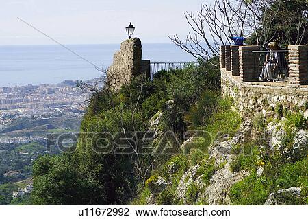 Stock Image - Spain, Andalusia, Andalucia, Costa del sol, Mijas, Landscape, Precipice. Fotosearch